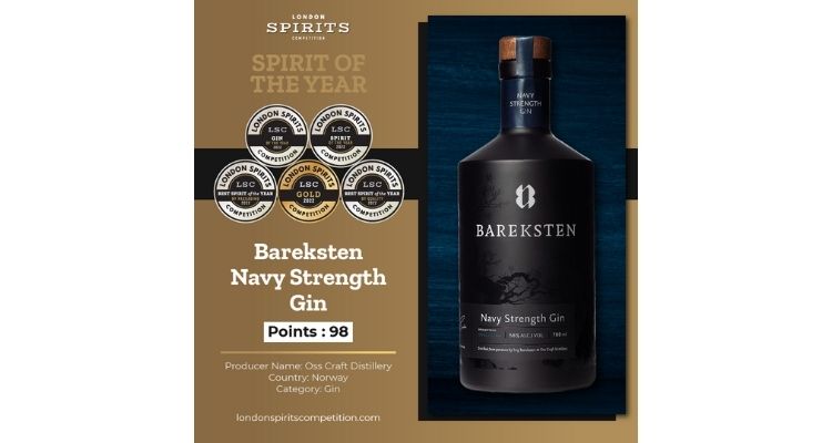2022 London Spirits Competition Winner “Bareksten Navy Strength Gin” by Oss Craft Distillery